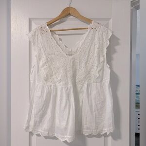 Like-New 1x Lucky Brand Tank Tunic Eyelet Top Plus Size Flowy Lightweight